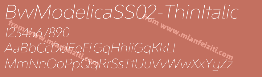 BwModelicaSS02-ThinItalic字体预览