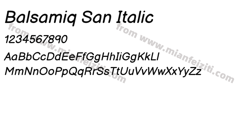 Balsamiq San Italic字体预览