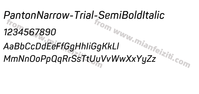 PantonNarrow-Trial-SemiBoldItalic字体预览