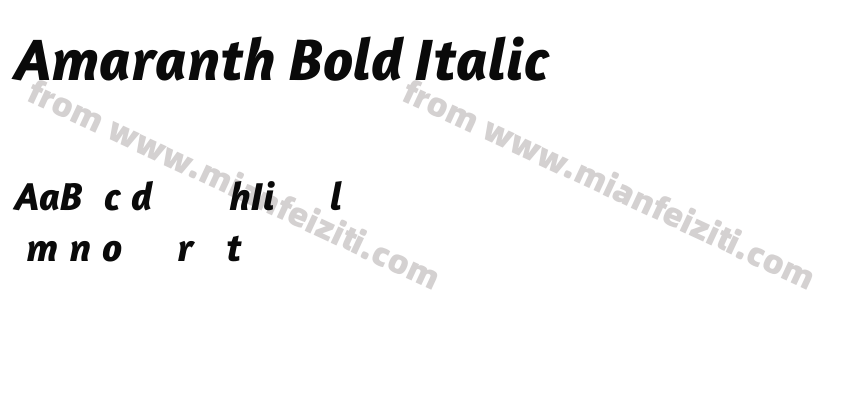 Amaranth Bold Italic字体预览